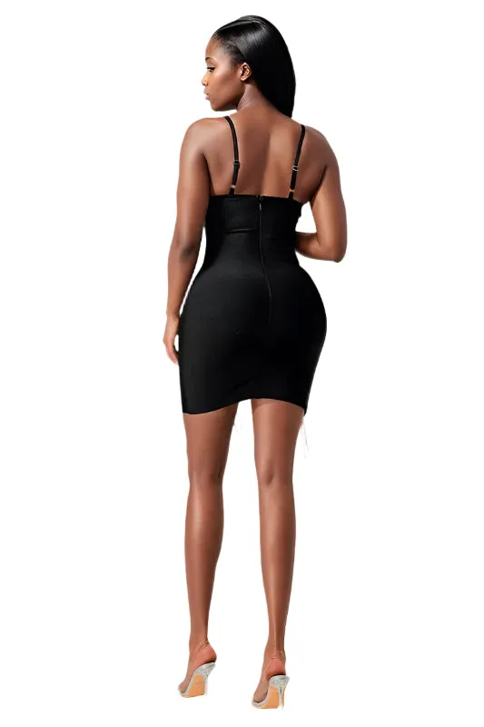 All Class- Black Bodycon Dress with Sequin Accents