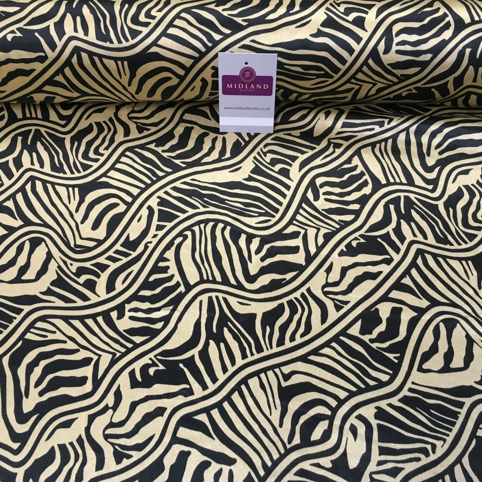 Black & Gold Floral Printed Satin Silky Dress fabric 55" Wide MA1026 Mtex