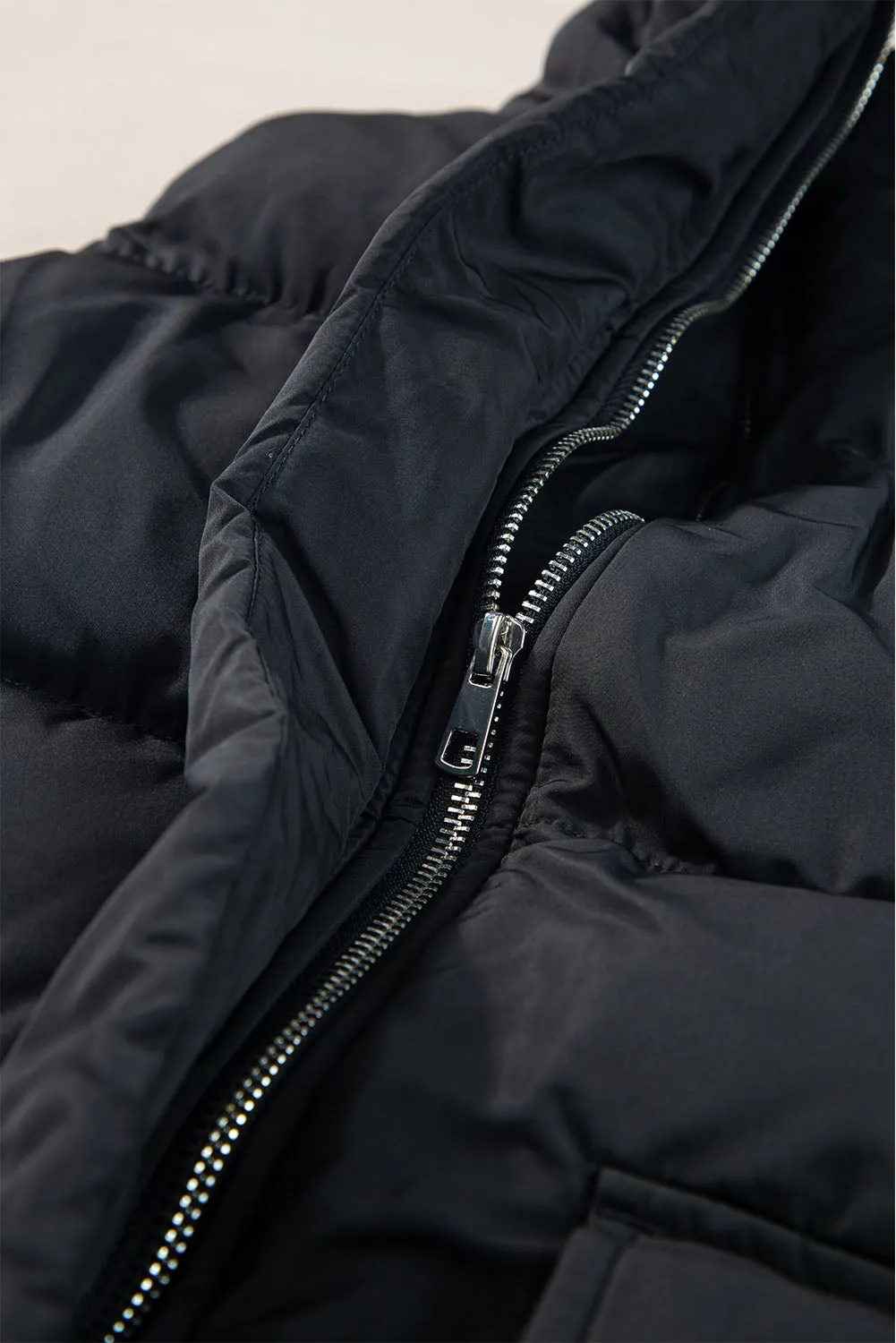 Blue Zone Planet |  Black Solid Color Puffer Zip Up Pocketed Vest Coat