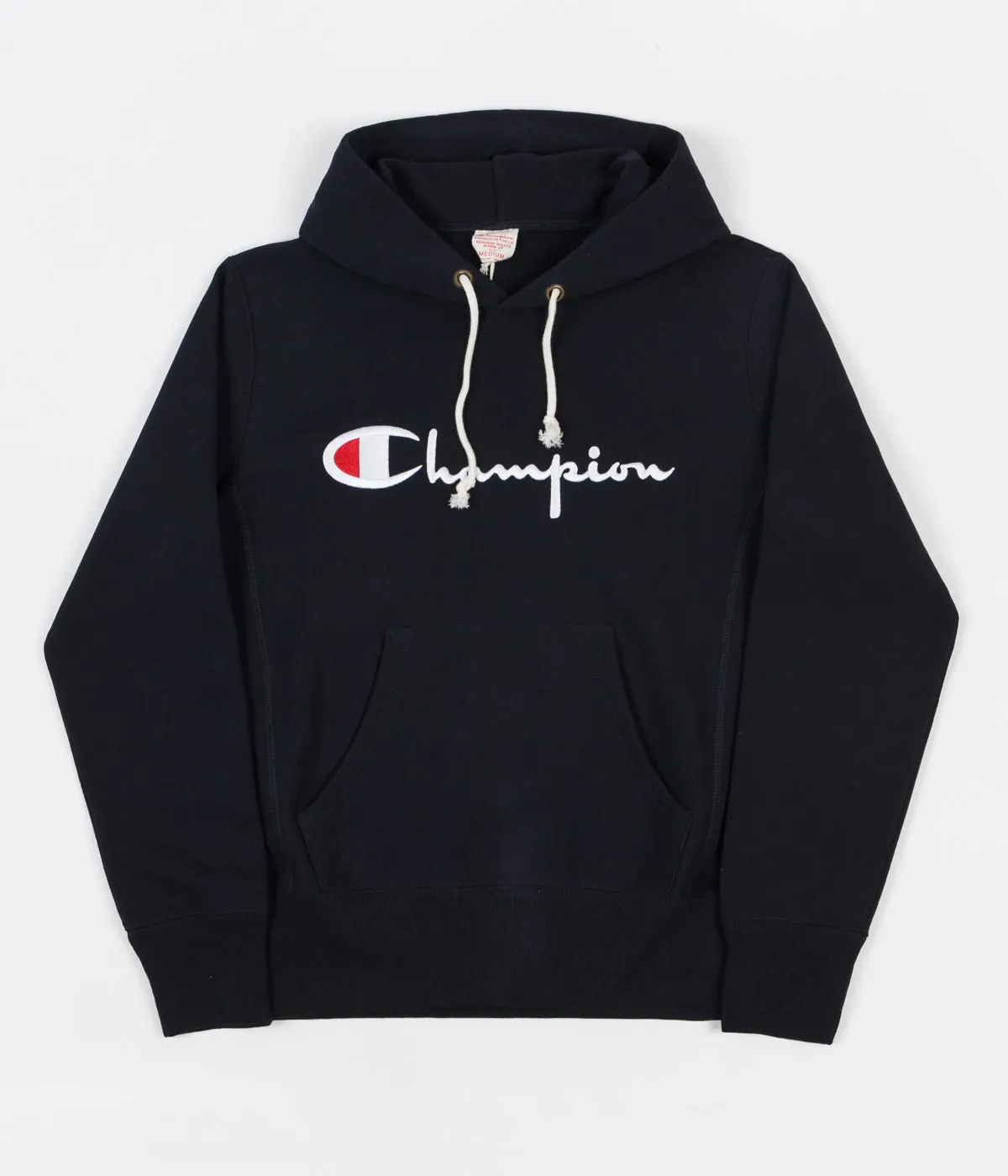 Champion Reverse Weave Script Logo Hoodie - Navy