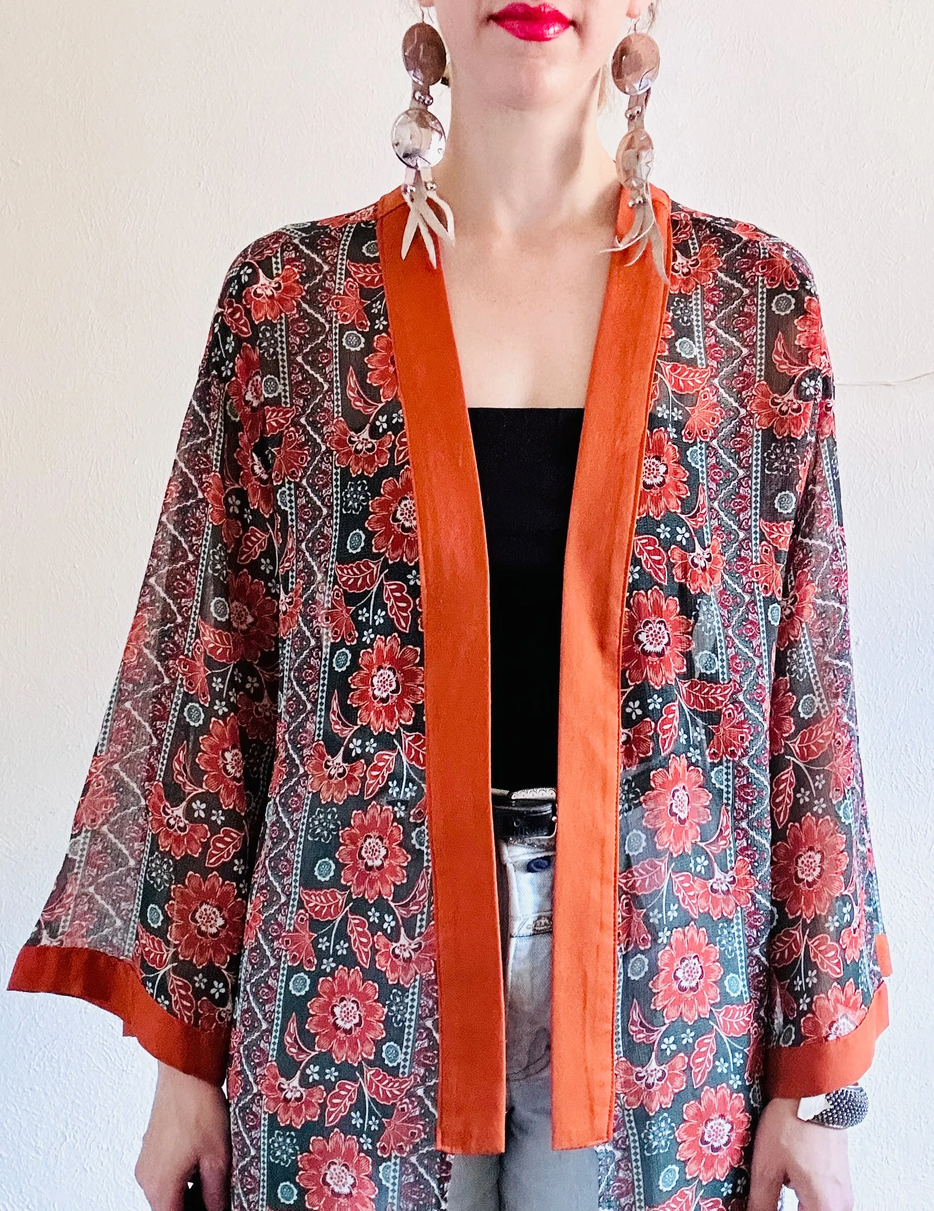 CHIFFON KIMONO INSPIRED ROBE JACKET // MEDIUM