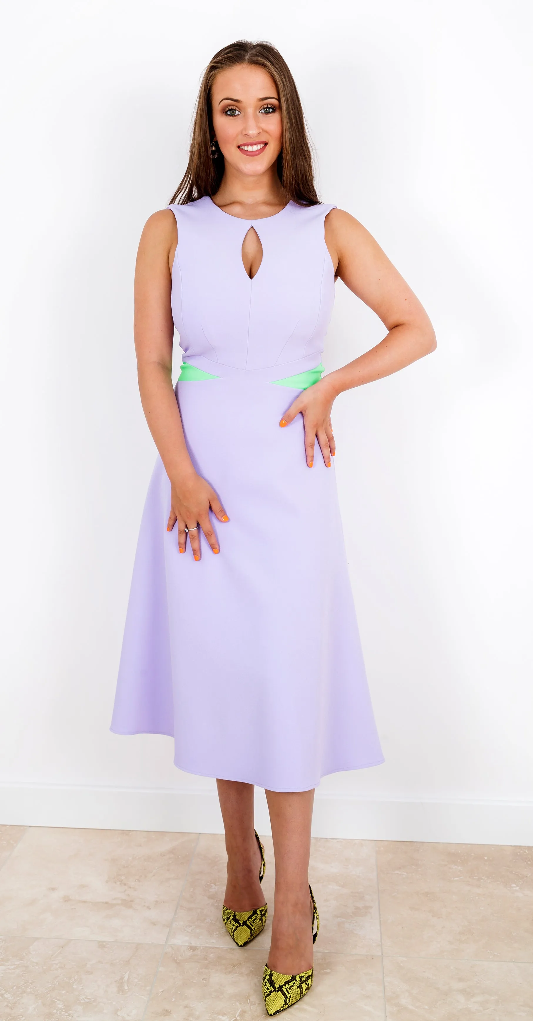 Claudette Dress DRC293 Heather/Apple Green
