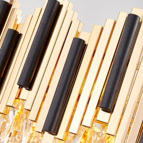 Contemporary Gold Multi Layer Pendant Light with Crystal Prism - 6/10 Heads