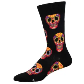 Dia De Los  Muertos, Sugar Skulls (Black/Red) Crew Socks L/XL