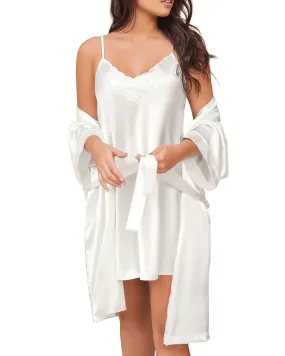 Fajas Sonryse Satin Dress Silk Robes for Women with Lace