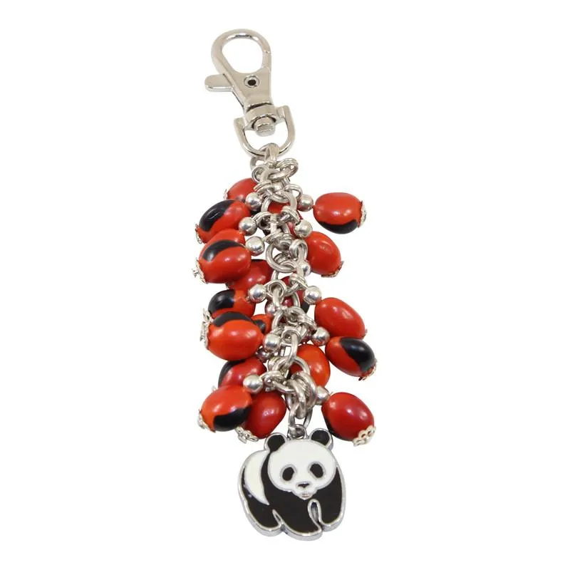 Good Luck Meaningful Keychains Red & Black Seed Beads L:3"