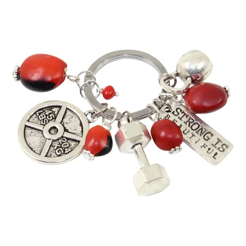 Good Luck Meaningful Keychains Red & Black Seed Beads L:3"
