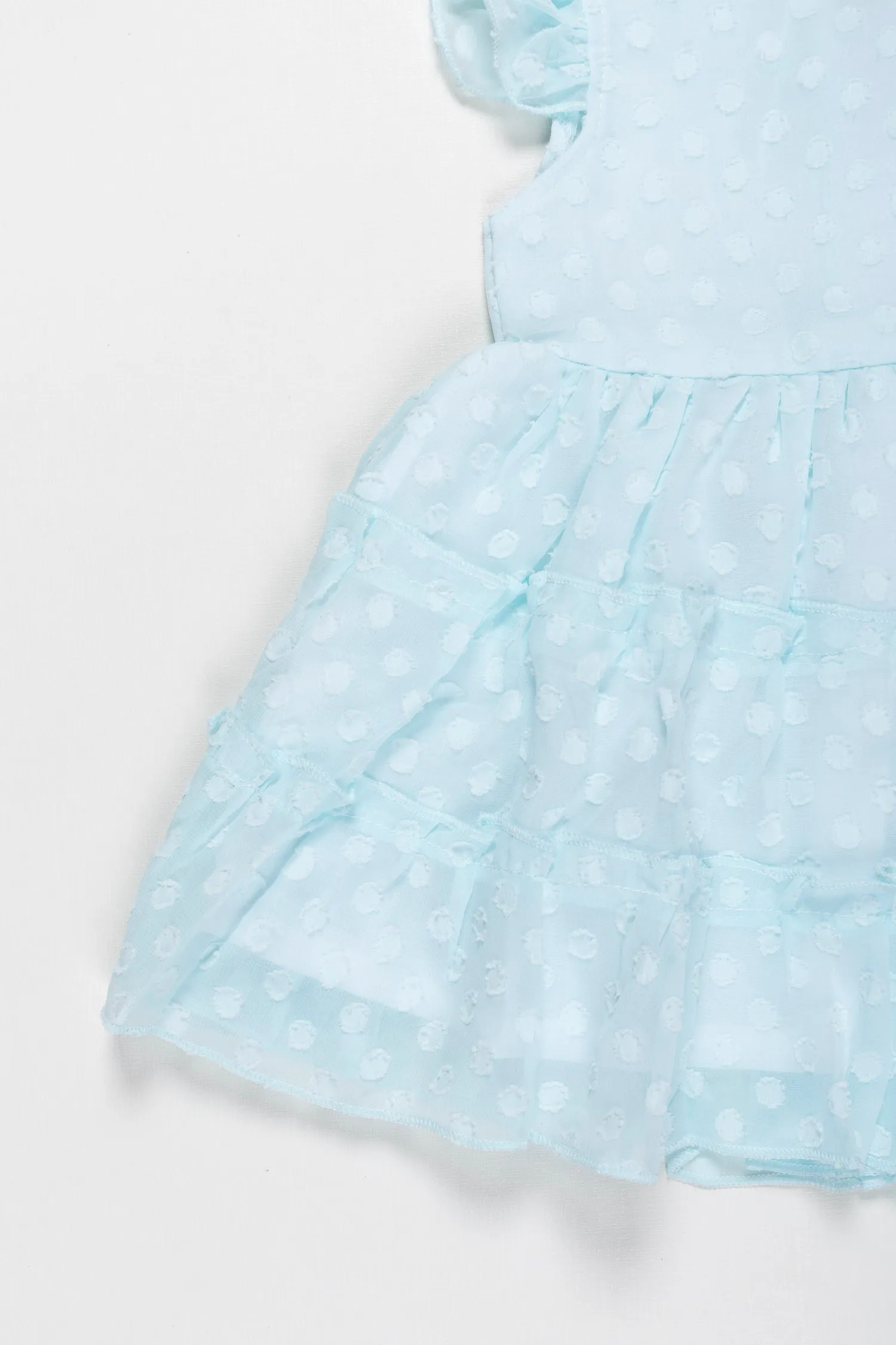 Ice Blue Angelic Polka Dot Tulle Frock for Baby Girls - Dreamy Party Outfit