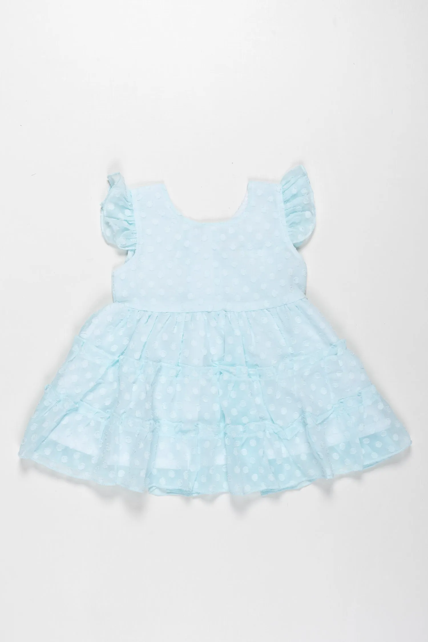 Ice Blue Angelic Polka Dot Tulle Frock for Baby Girls - Dreamy Party Outfit