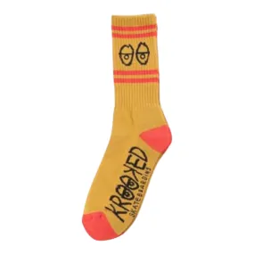 Krooked Big Eyes Crew Socks Gold/Red/Black