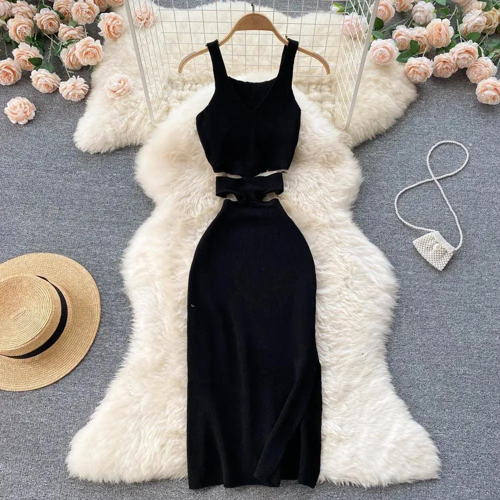 Sexy Cut Out Bodycon Sundress: Chic Knitwear Fashion for Modern Women