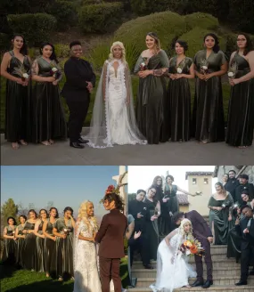 Vintage Olive Velvet Infinity Dress/ Wrap Convertible Bridesmaid Dress,Y20-19